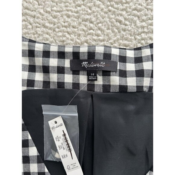 Madewell $148 V-Neck Mini Vest Dress, Black & White Checkered Gingham, Sz 10 - Picture 7 of 13